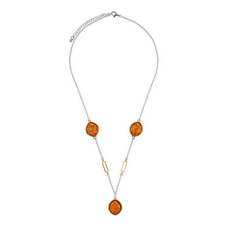 Collier en argent et Ambre baltique couleur cognac (dagen)