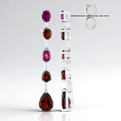 Boucles d'oreilles en argent et Grenat du Mozambique