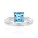Anillo en plata con Topacio azul suizo