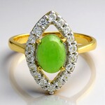 Anello placcato in oro con Crisoprasio Imperiale