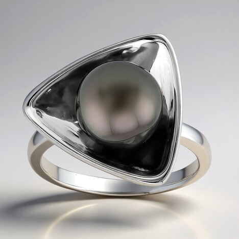 Anello in argento con Perla Tahitiana (TPC)