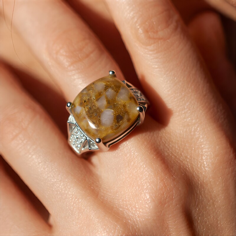 Dinosaurier-Quarz-Silberring