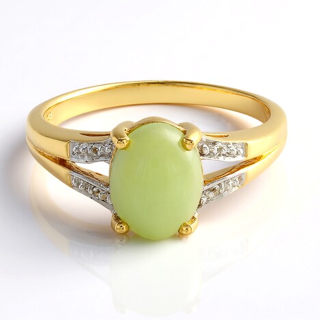 Anello placcato in oro con Crisoprasio Imperiale