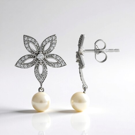 Orecchini in argento con Perla d'Acqua Dolce Bianca