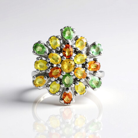 Anello in argento con Zaffiro Fancy