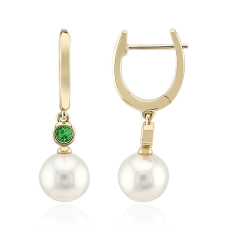 Pendientes en oro con Perla blanca del mar del sur (Michelle Albala)