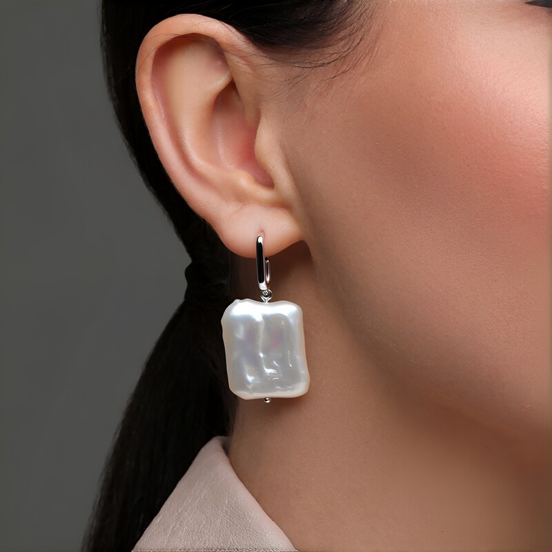 Weiße Süßwasserzuchtperlen-Silberohrringe (TPC)