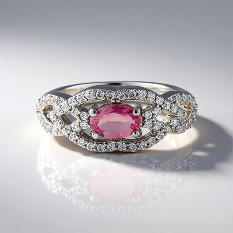 Anello in argento con Tormalina Rosa Nigeriana