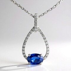 Collana in oro con Zaffiro Ceylon Blu