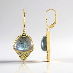 Orecchini in argento con Labradorite Verde Maniry