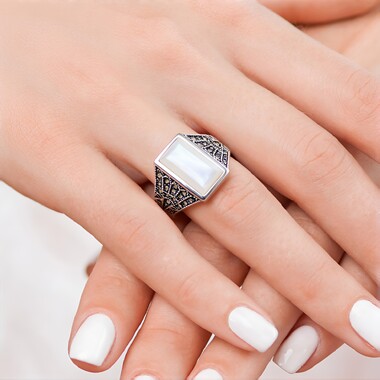Bague en argent et Nacre (Annette classic)