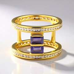 Anello placcato in oro con Iolite Ceylon