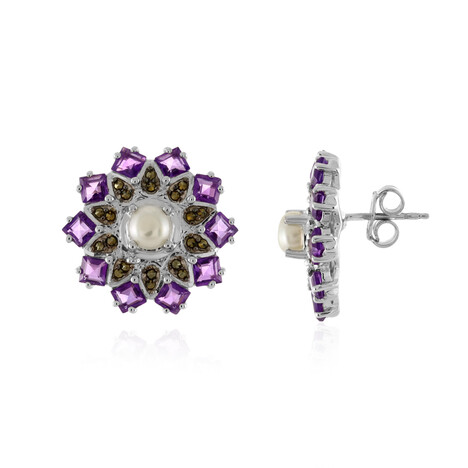 Weiße Süßwasserzuchtperlen-Silberohrringe