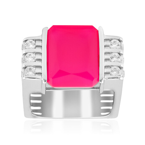 Zilveren ring met een framboos chalcedoon