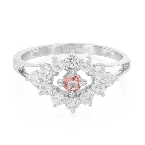 Zilveren ring met een Padparadscha saffier