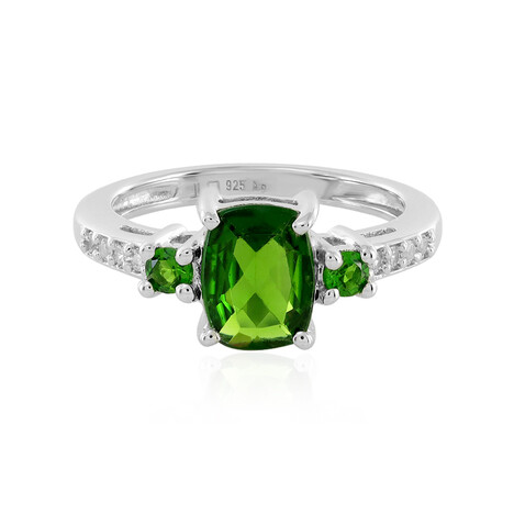 Bague en argent et Diopside de Russie
