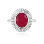 Zilveren ring met een framboos chalcedoon