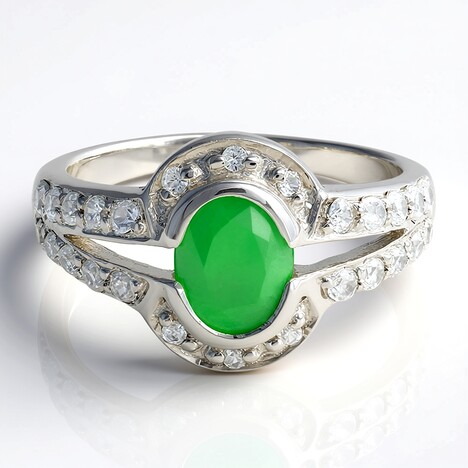 Anello in argento con Crisoprasio Imperiale