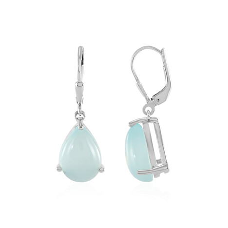 Aqua-Chalzedon-Silberohrringe
