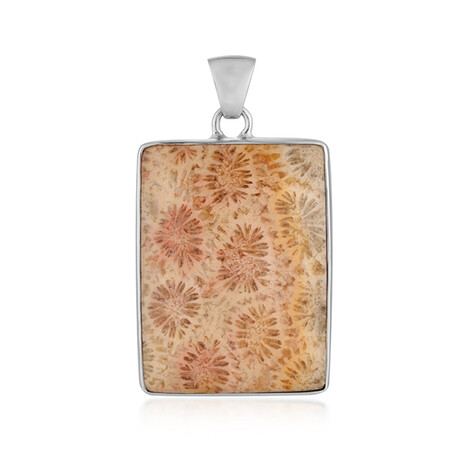 Pendentif en argent et Corail fossilisé