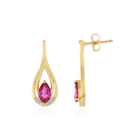 Boucles d'oreilles en argent et Rubellite