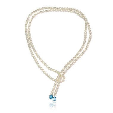 Weiße Süßwasserzuchtperlen-Goldcollier (Michelle Albala)
