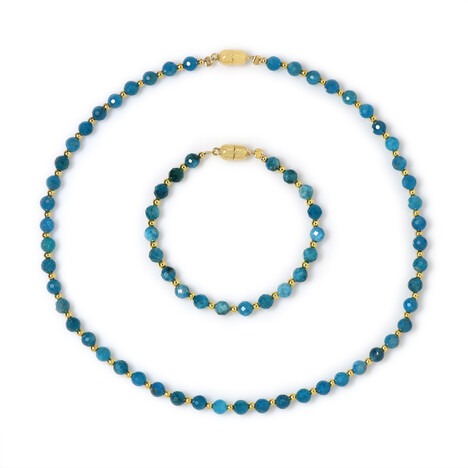 Zilveren set met neon blauwe apatieten (Riya)