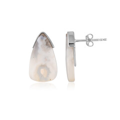 White Agate Silver Earrings