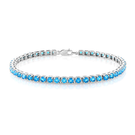 Neonblauer Apatit-Silberarmband