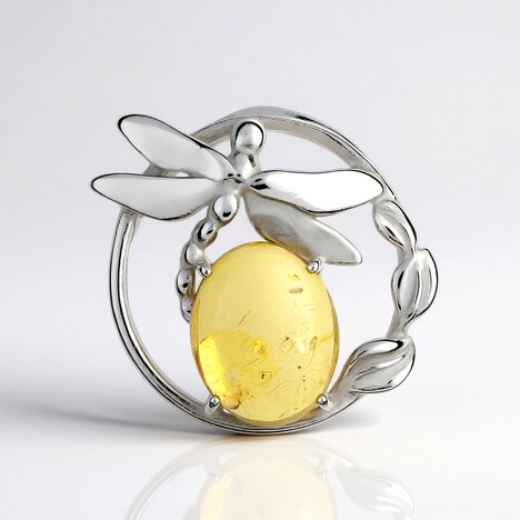Ciondolo in argento con Ambra Baltica Limone (dagen)