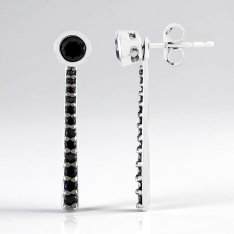 Boucles d'oreilles en argent et Spinelle noir