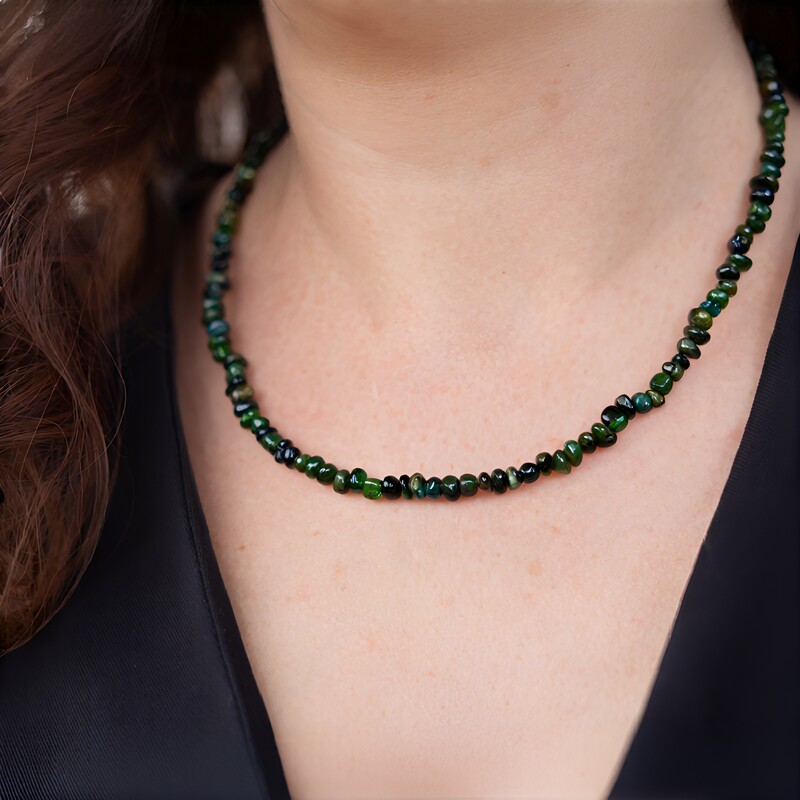 Grüner Turmalin-Silberhalskette