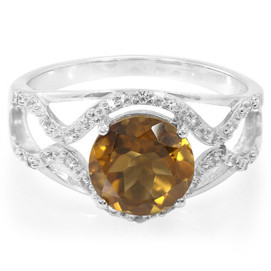 Anillo en plata con Cuarzo cognac