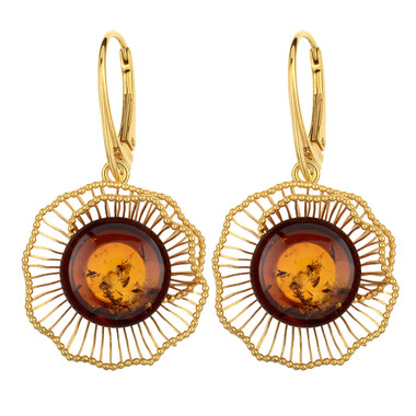 Pendientes en plata con Ámbar báltico cognac (dagen)