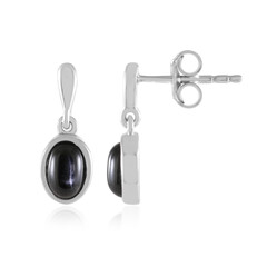 Boucles d'oreilles en argent et Diopside étoilé d'Inde