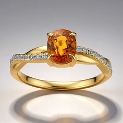 Anello in oro con Zaffiro Arancione Ban Ka Cha