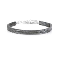 Schwarzer Hämatit-Silberarmband