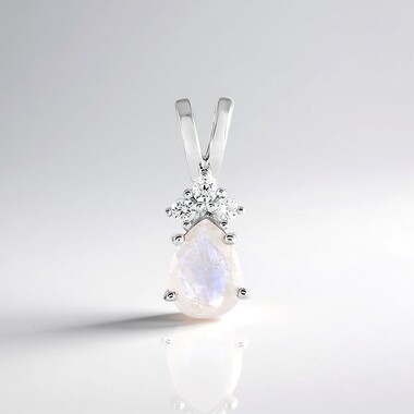 Colgante en plata con Piedra de Luna arcoíris