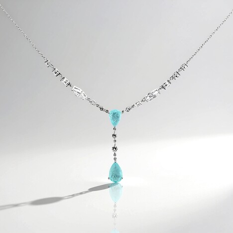 Collier en argent et Quartz bleu pastel