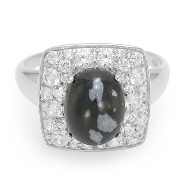 Schneeflocken-Obsidian-Silberring