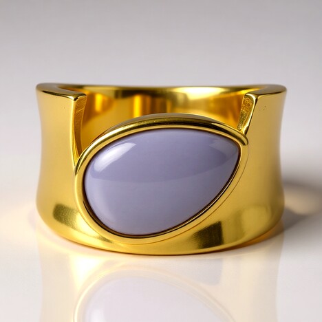 Bague en argent et Calcédoine bleue (MONOSONO COLLECTION)