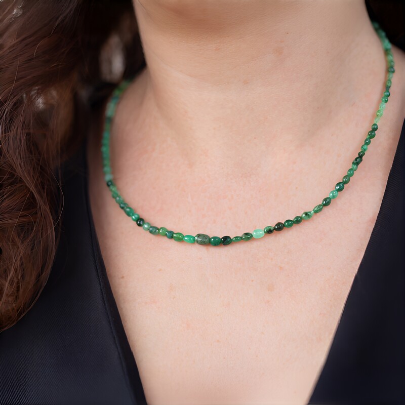 Sambia-Smaragd-Silberhalskette