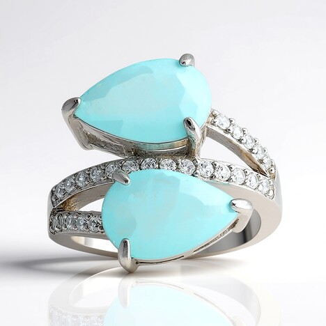 Bague en argent et Quartz bleu pastel