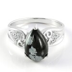 Anello in argento con Ossidiana Fiocco di Neve