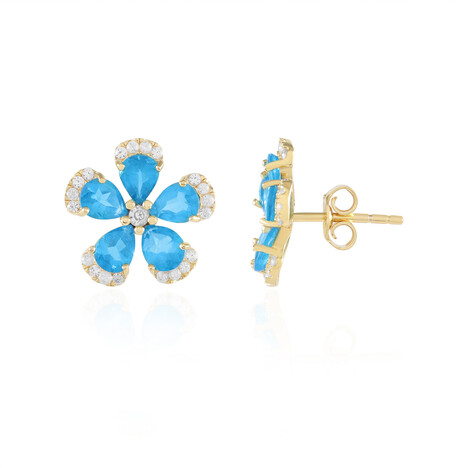Pendientes en plata con Apatita azul neón