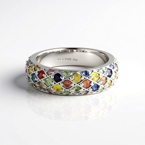 Anello in argento con Zaffiro Fancy