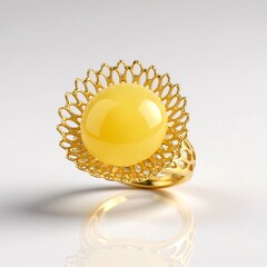 Anello in argento con Ambra Milky Baltica (dagen)