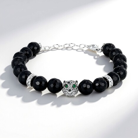 Bracciale in argento con Agata Nera (Adela Silber)