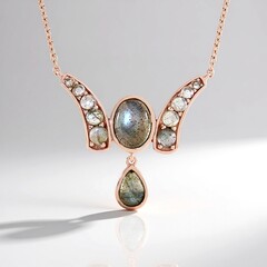 Collier en argent et Labradorite verte de Maniry