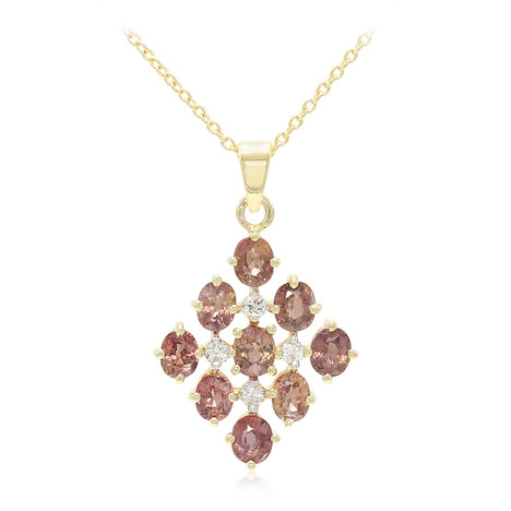 Gouden halsketting met Onverhitte Padparadscha Saffieren